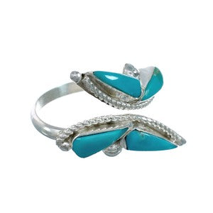 Turquoise Zuni Sterling Silver Adjustable Butterfly Ring Sizes 7-9 SN20222